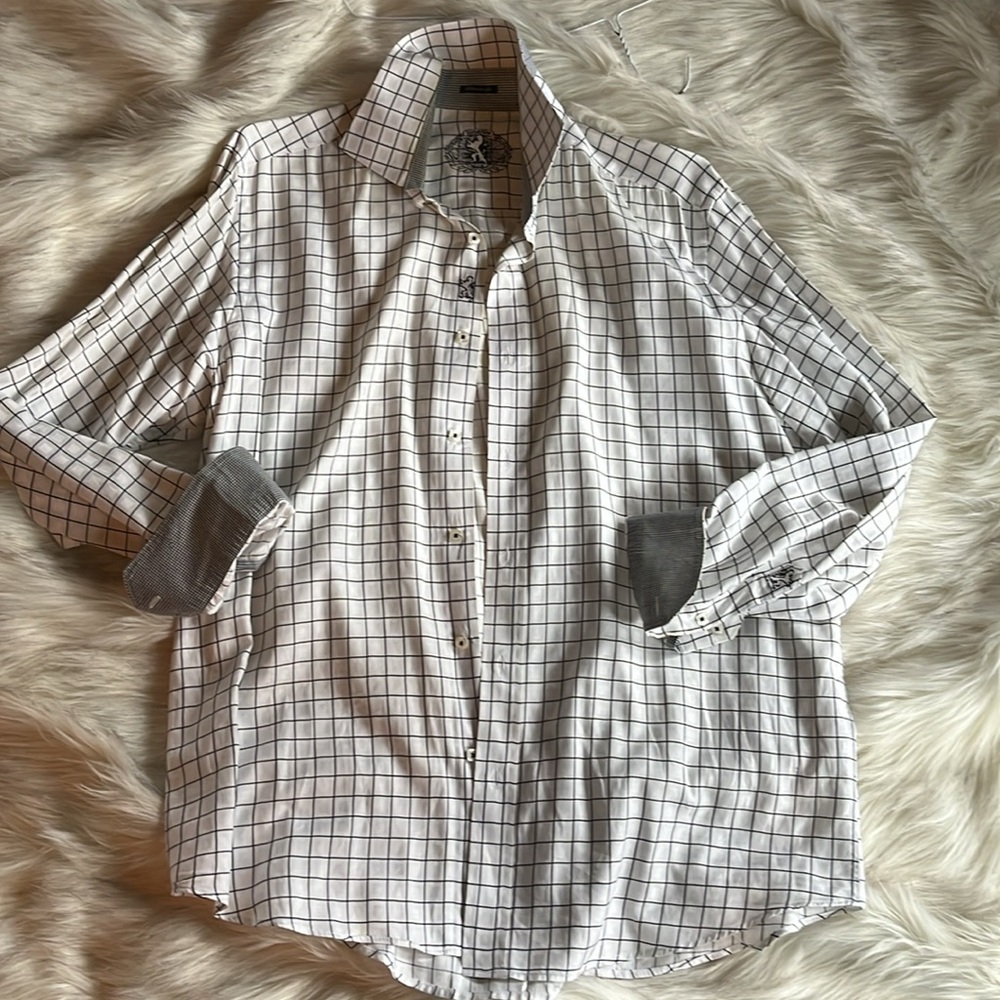 Handsome Bugatti Window Pane Button Down Shirt - image 3
